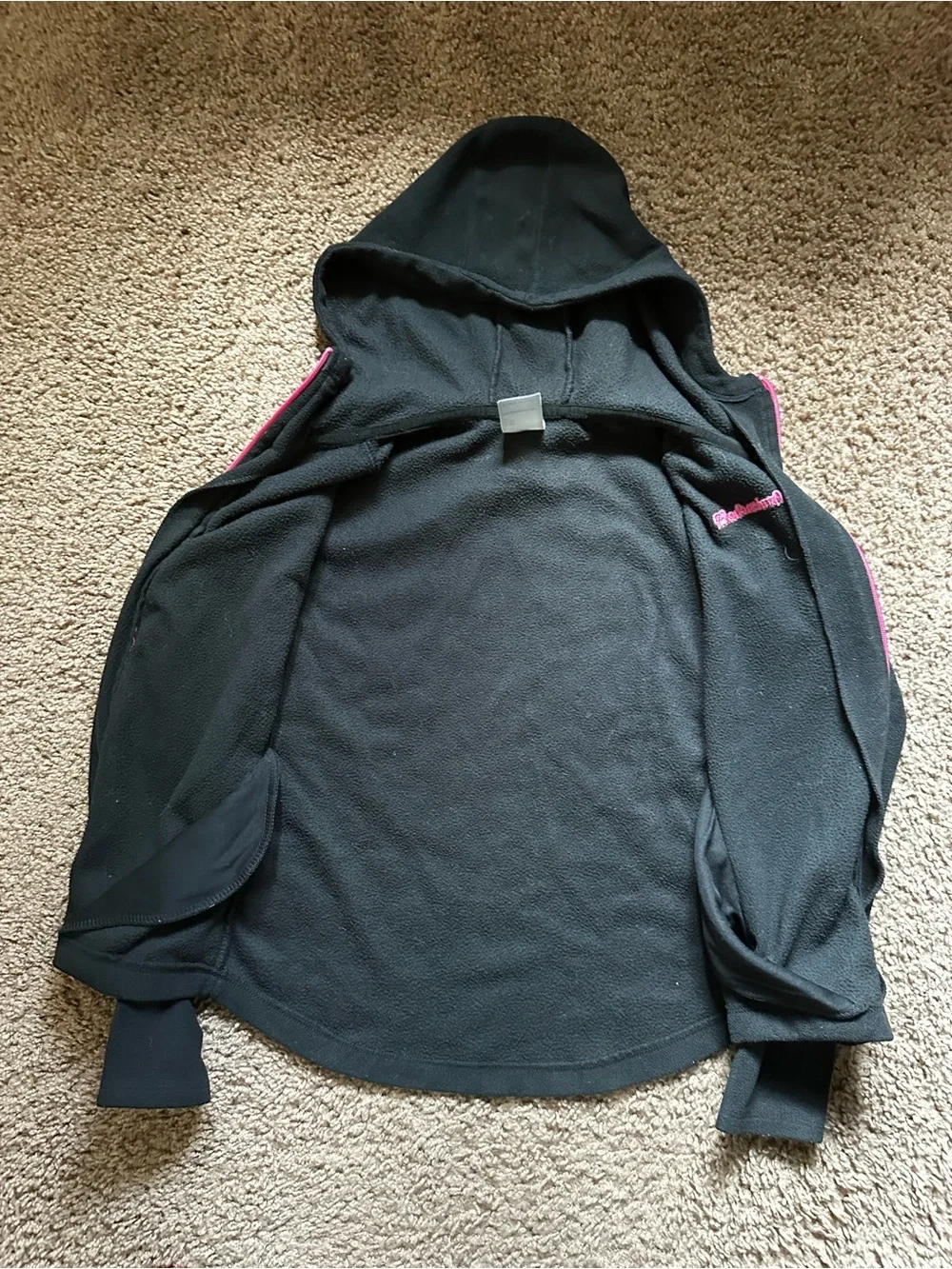 Avalanche Black Hooded Puffer Jacket with Pink Zipper